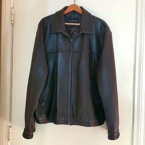 Mens Golden Bear Leather Bomber Jacket